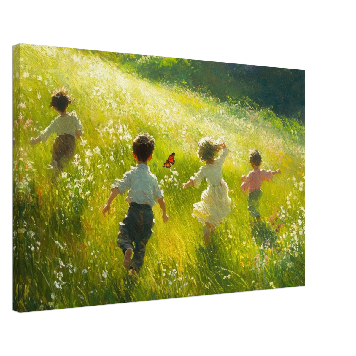 Children Playing in a Meadow A sunlit country 3 - Shop Ai Art WebShop - Digital Art online Store