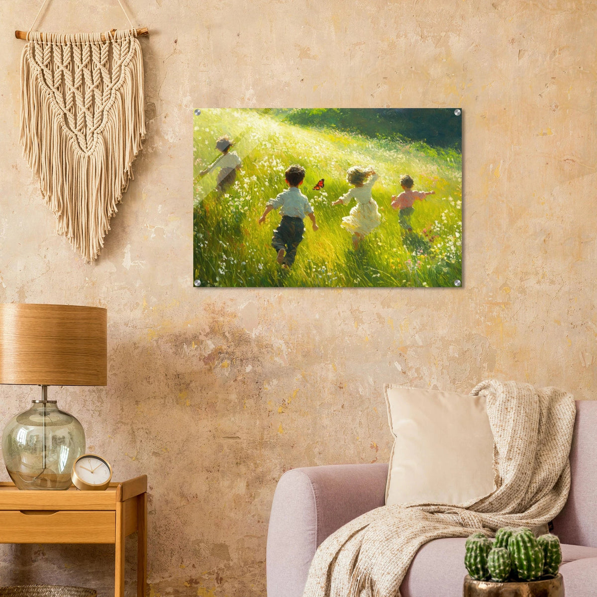 Children Playing in a Meadow A sunlit country 3 - Shop Ai Art WebShop - Digital Art online Store