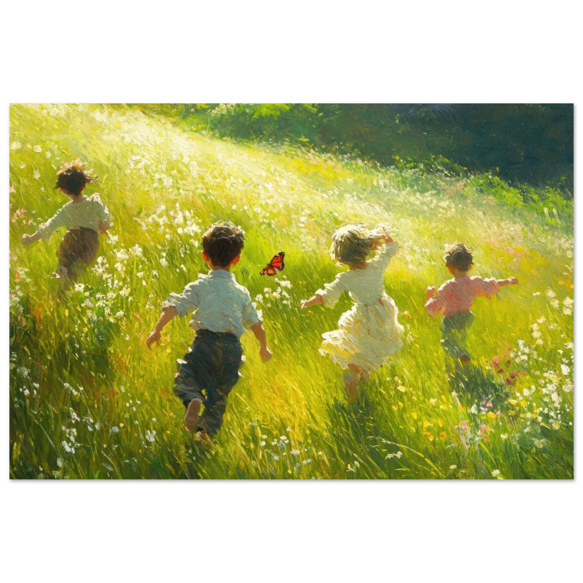 Children Playing in a Meadow A sunlit country 3 - Shop Ai Art WebShop - Digital Art online Store