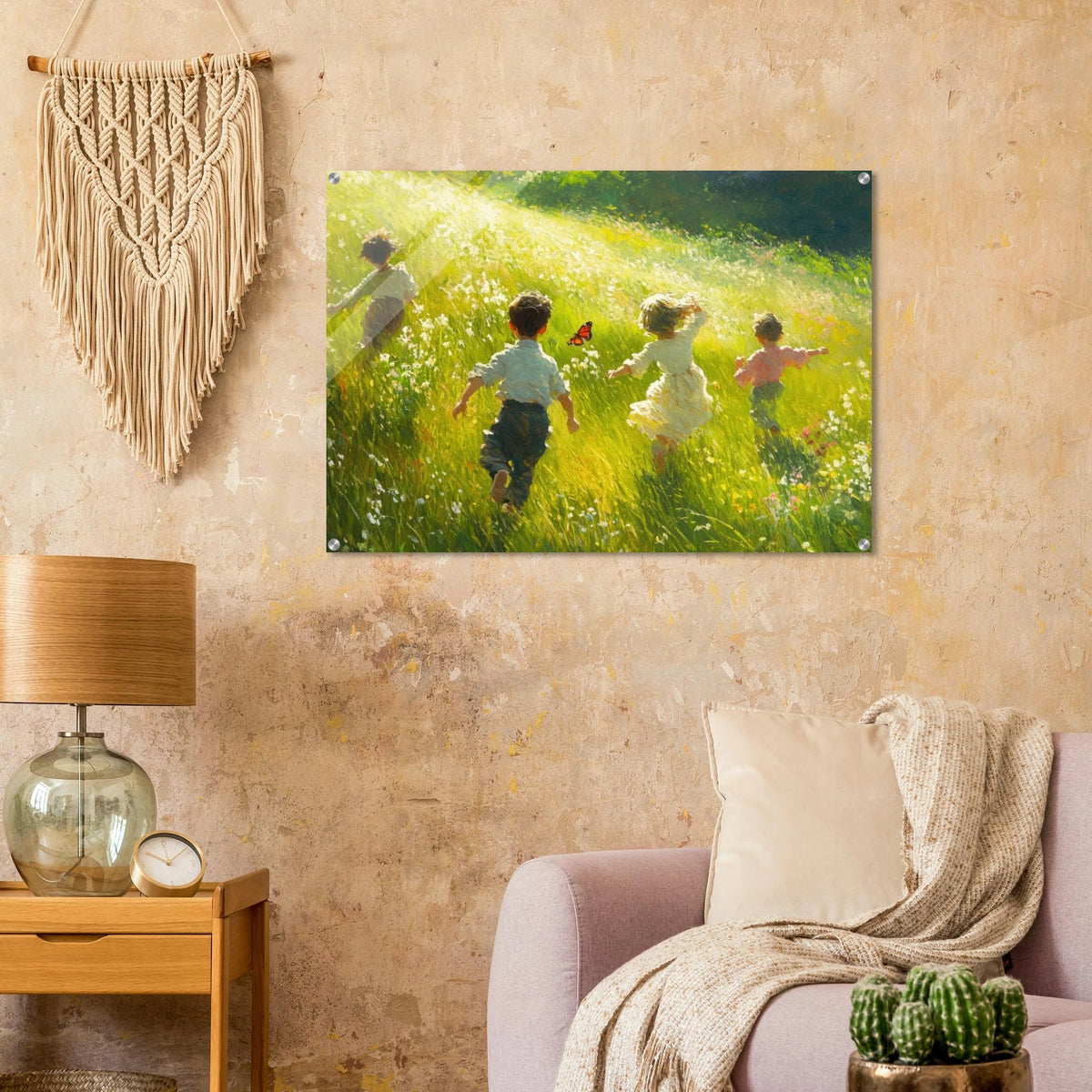 Children Playing in a Meadow A sunlit country 3 - Shop Ai Art WebShop - Digital Art online Store