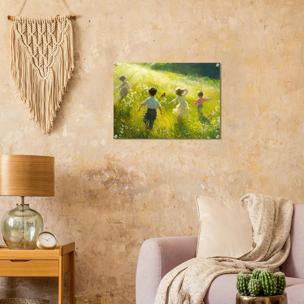 Children Playing in a Meadow A sunlit country 3 - Shop Ai Art WebShop - Digital Art online Store