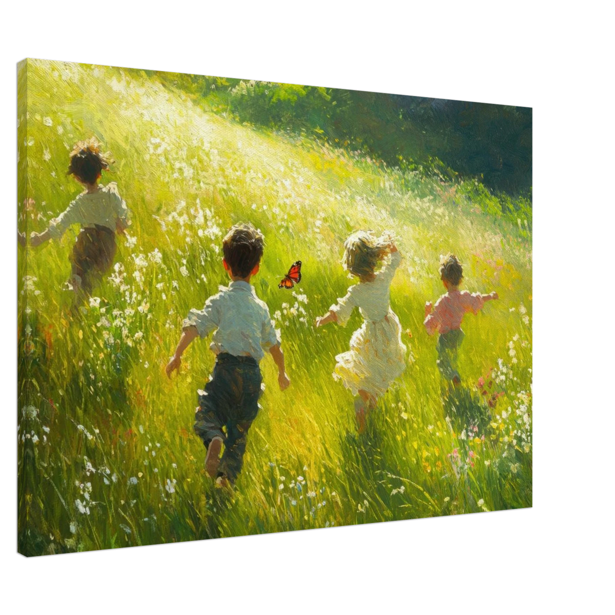 Children Playing in a Meadow A sunlit country 3 - Shop Ai Art WebShop - Digital Art online Store