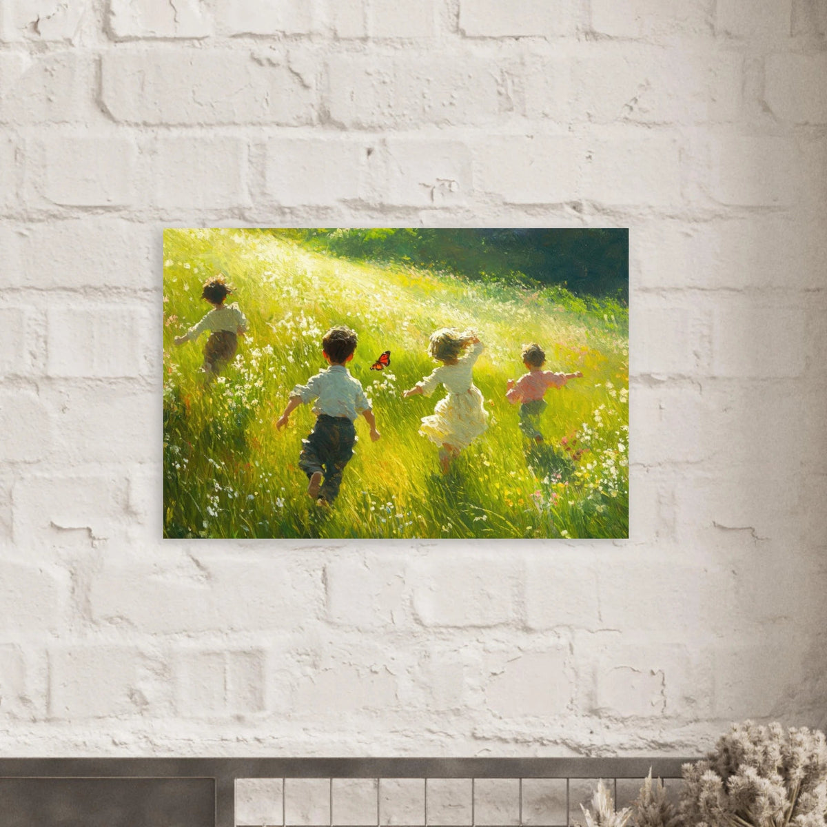 Children Playing in a Meadow A sunlit country 3 - Shop Ai Art WebShop - Digital Art online Store