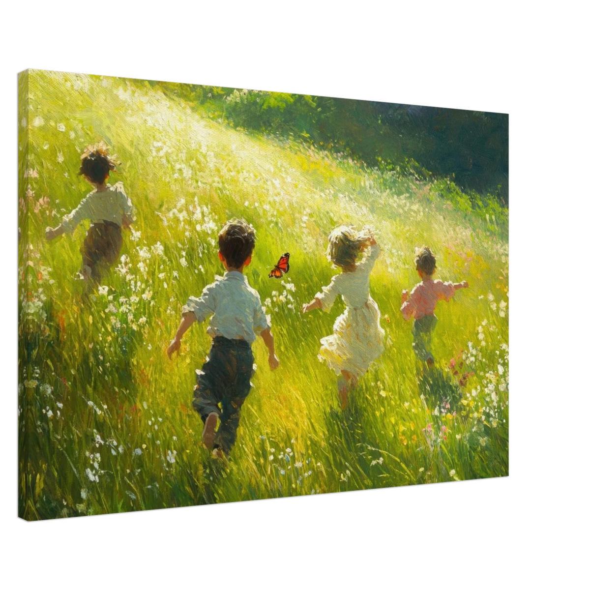 Children Playing in a Meadow A sunlit country 3 - Shop Ai Art WebShop - Digital Art online Store