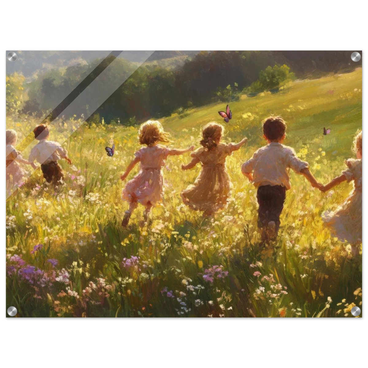 Children Playing in a Meadow A sunlit country - Shop Ai Art WebShop - Digital Art online Store