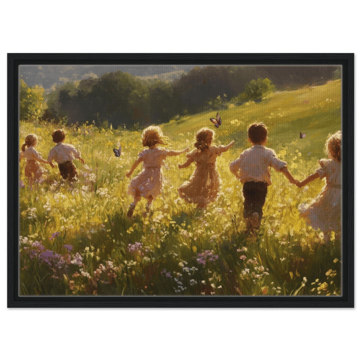 Children Playing in a Meadow A sunlit country - Shop Ai Art WebShop - Digital Art online Store