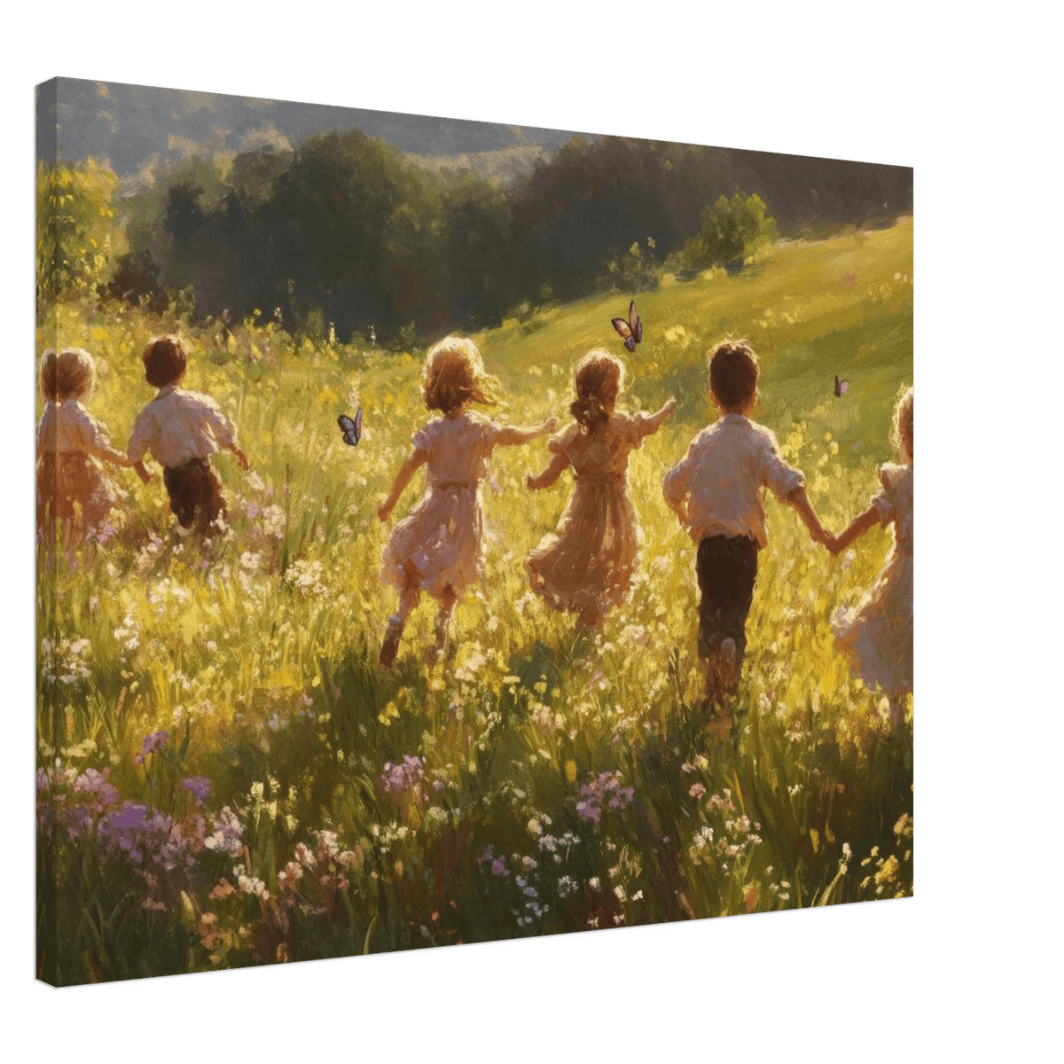Children Playing in a Meadow A sunlit country - Shop Ai Art WebShop - Digital Art online Store