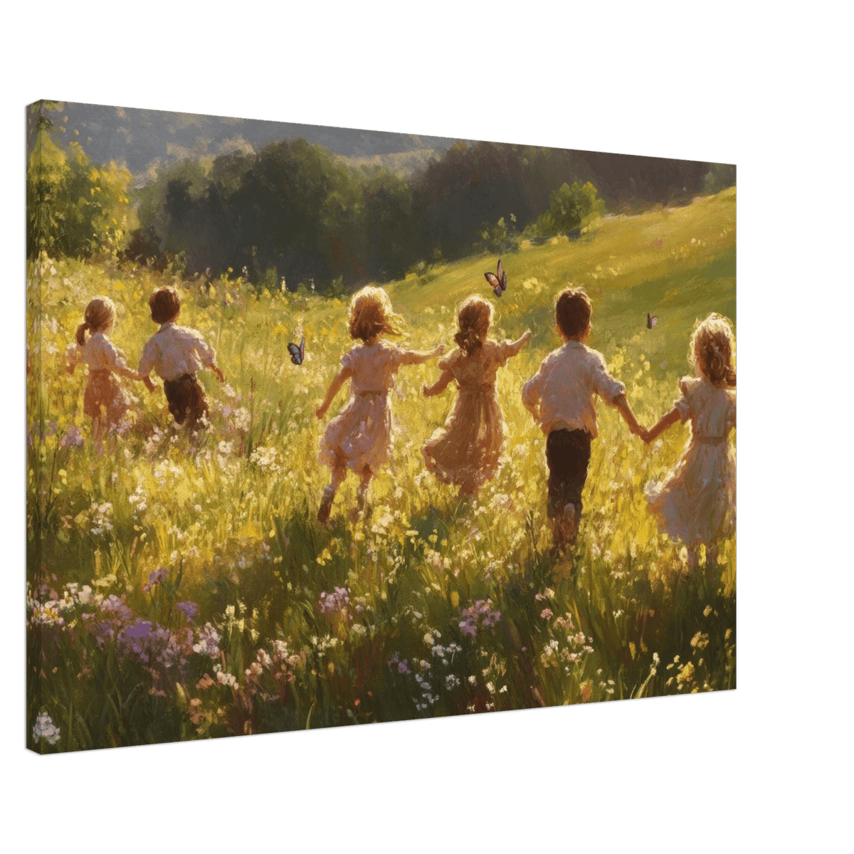 Children Playing in a Meadow A sunlit country - Shop Ai Art WebShop - Digital Art online Store
