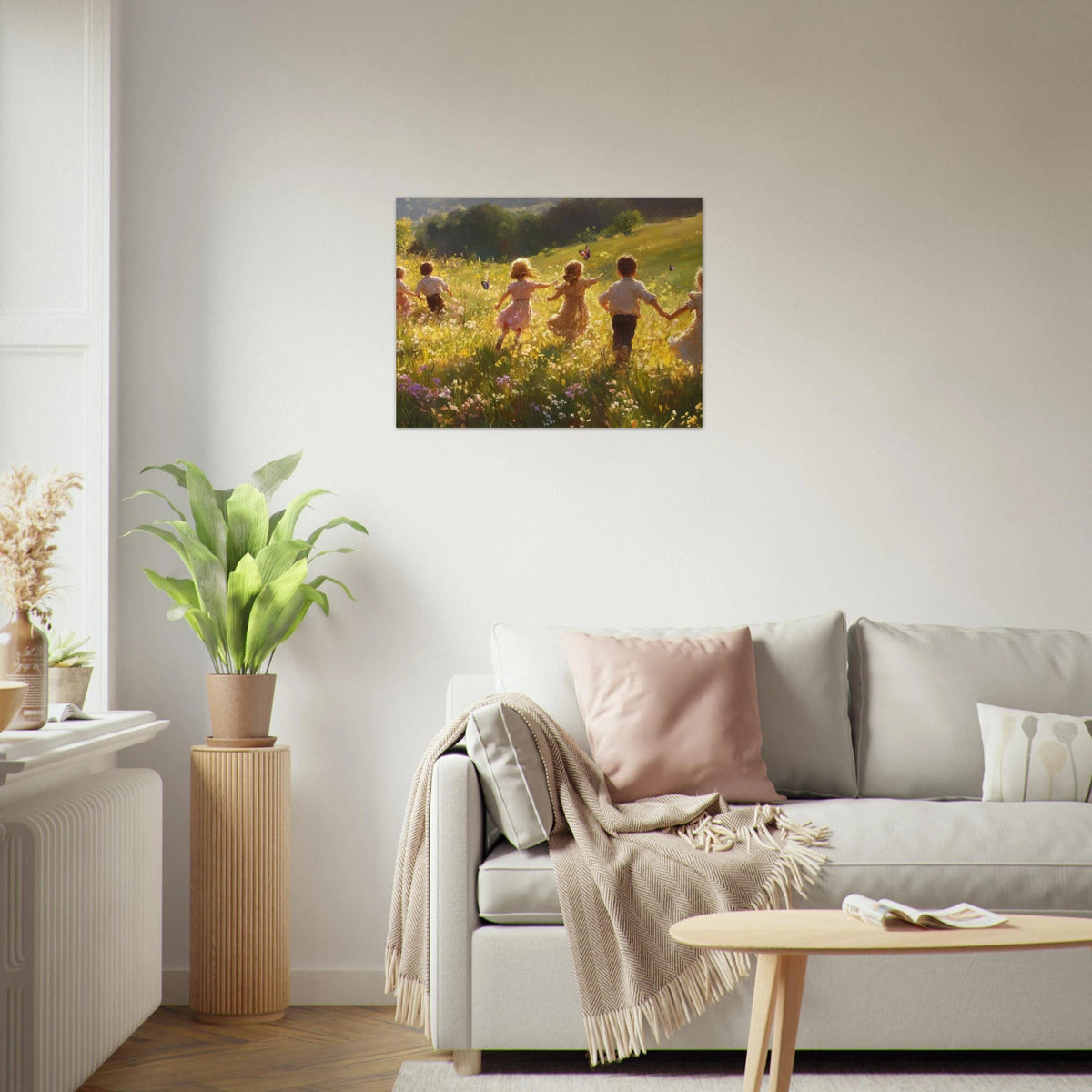 Children Playing in a Meadow A sunlit country - Shop Ai Art WebShop - Digital Art online Store