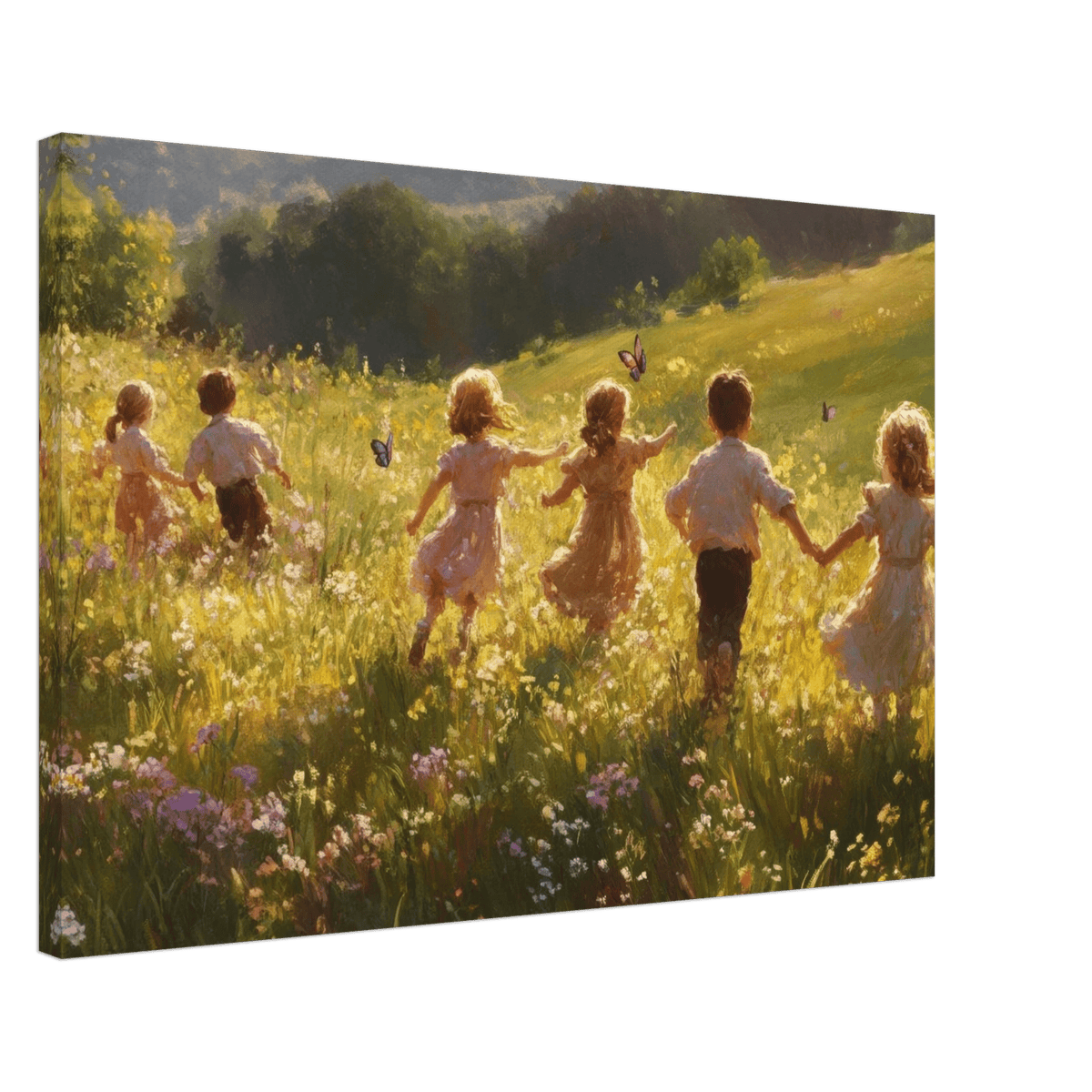 Children Playing in a Meadow A sunlit country - Shop Ai Art WebShop - Digital Art online Store