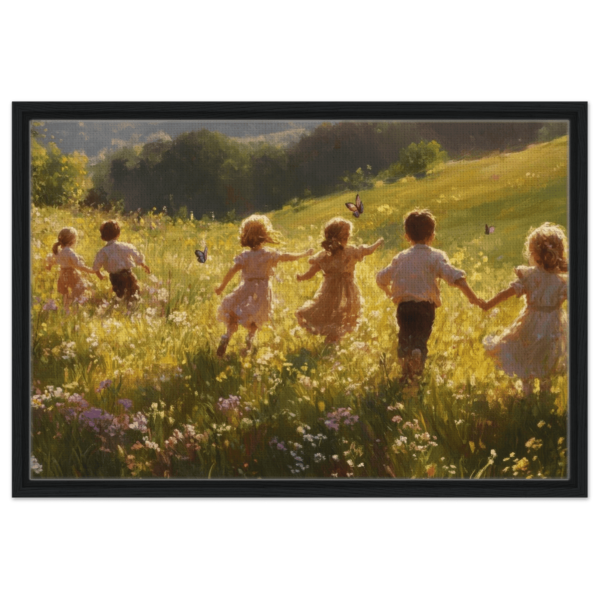 Children Playing in a Meadow A sunlit country - Shop Ai Art WebShop - Digital Art online Store