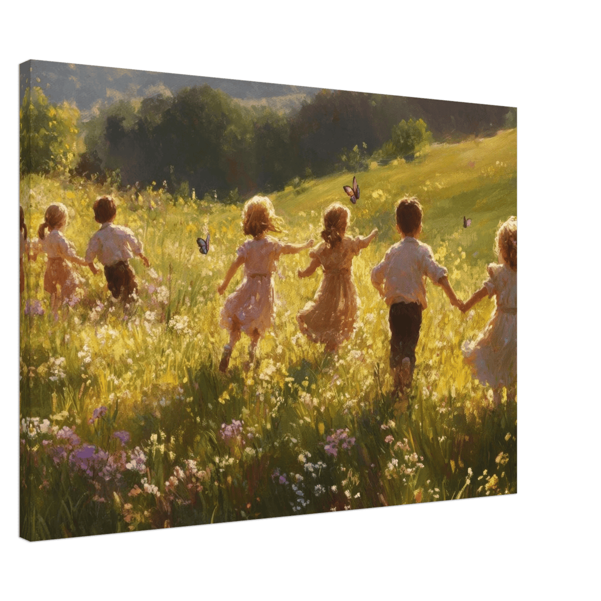 Children Playing in a Meadow A sunlit country - Shop Ai Art WebShop - Digital Art online Store