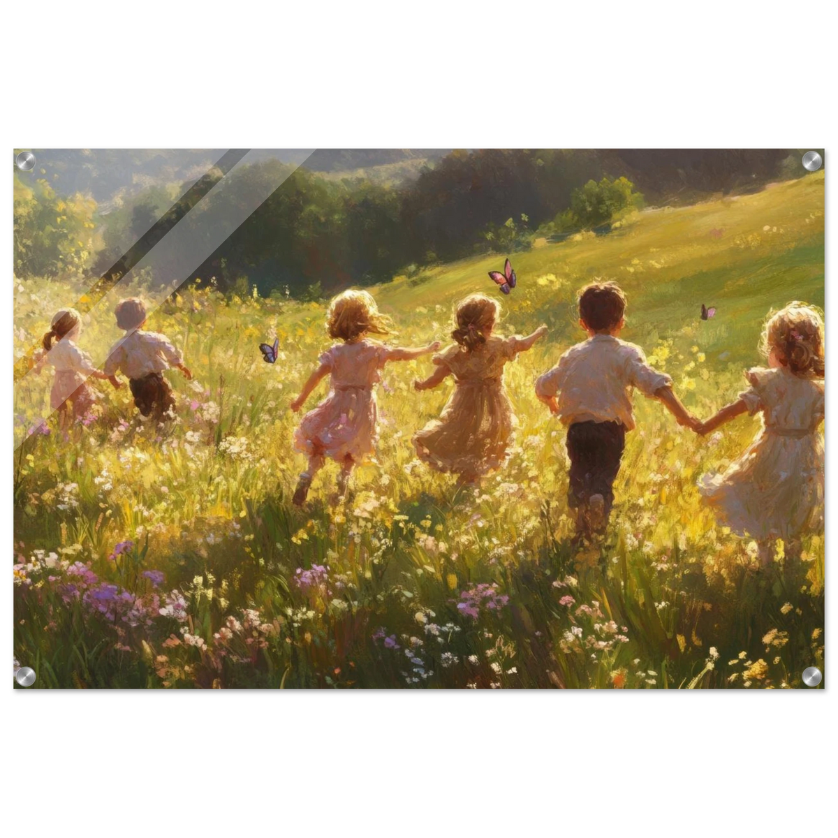 Children Playing in a Meadow A sunlit country - Shop Ai Art WebShop - Digital Art online Store