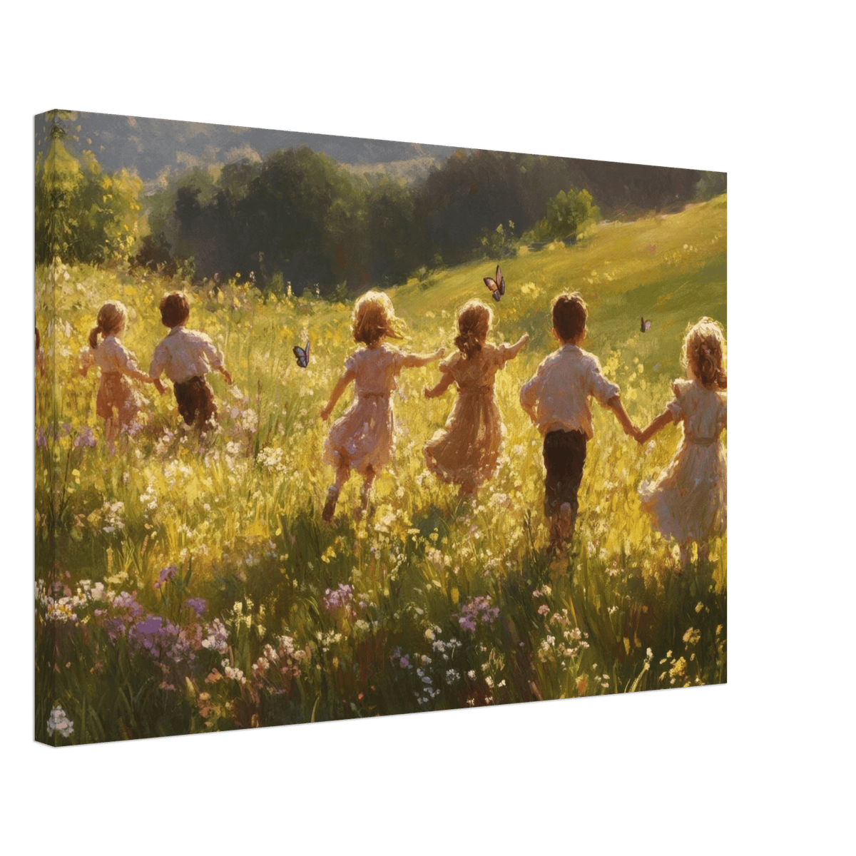 Children Playing in a Meadow A sunlit country - Shop Ai Art WebShop - Digital Art online Store