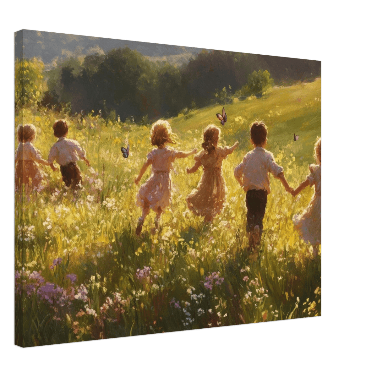 Children Playing in a Meadow A sunlit country - Shop Ai Art WebShop - Digital Art online Store