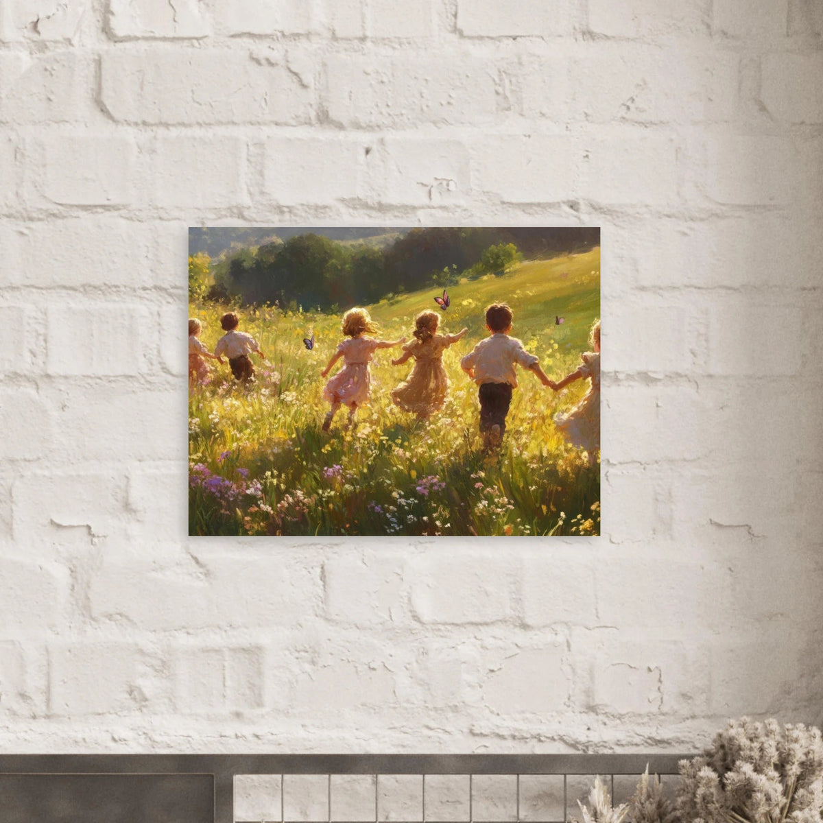 Children Playing in a Meadow A sunlit country - Shop Ai Art WebShop - Digital Art online Store