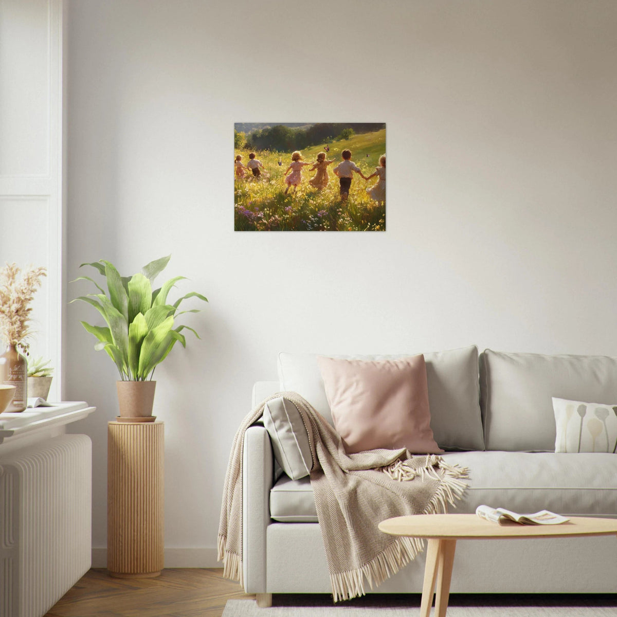 Children Playing in a Meadow A sunlit country - Shop Ai Art WebShop - Digital Art online Store