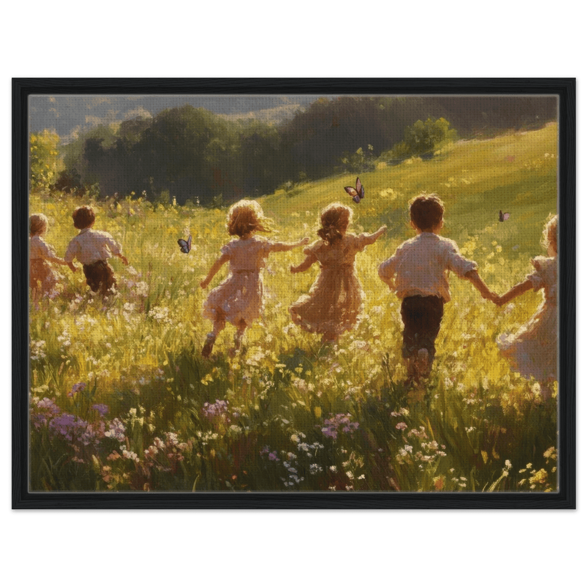 Children Playing in a Meadow A sunlit country - Shop Ai Art WebShop - Digital Art online Store