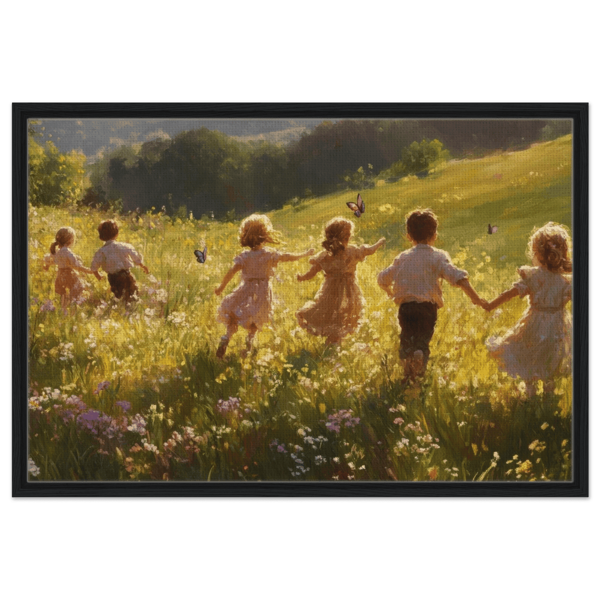 Children Playing in a Meadow A sunlit country - Shop Ai Art WebShop - Digital Art online Store