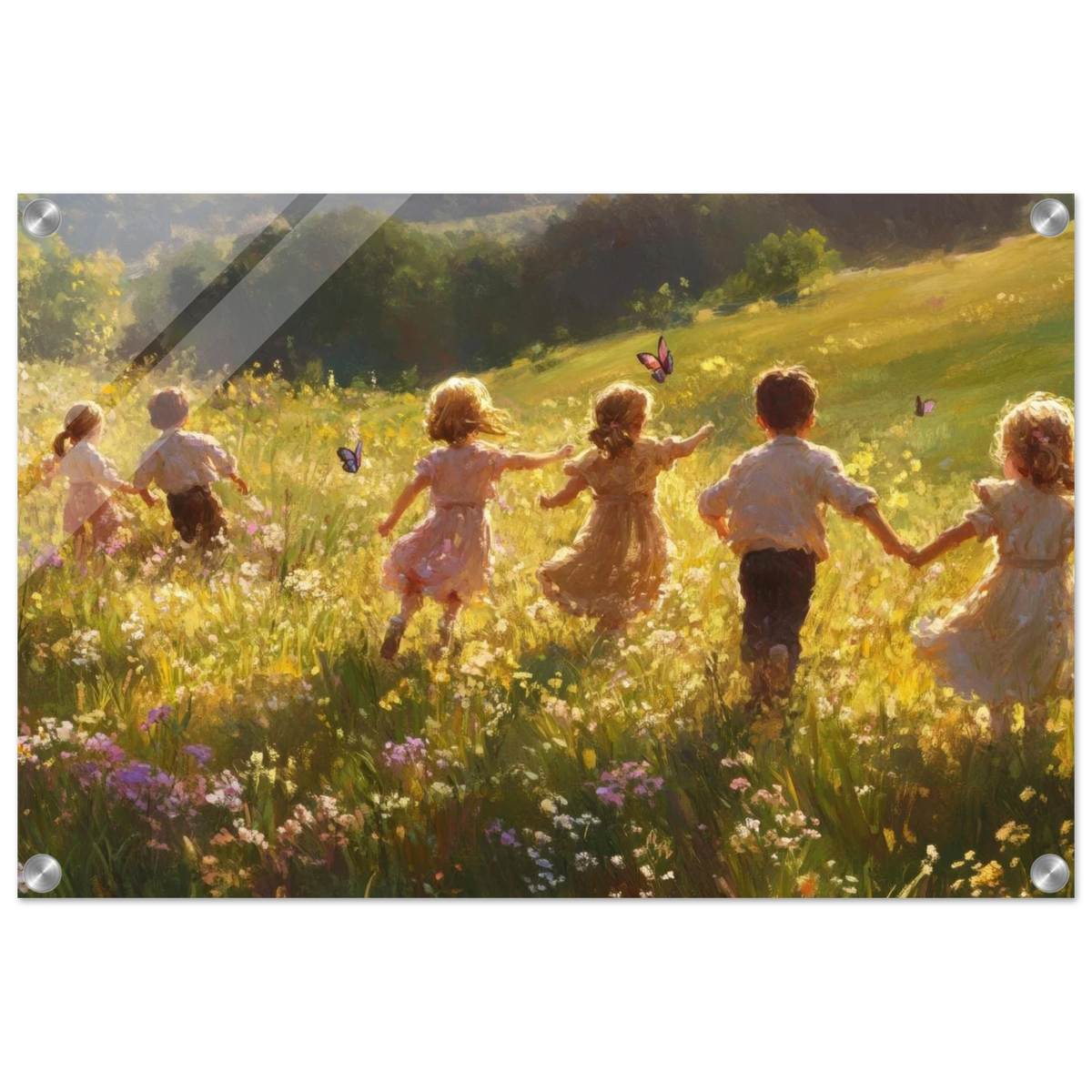 Children Playing in a Meadow A sunlit country - Shop Ai Art WebShop - Digital Art online Store