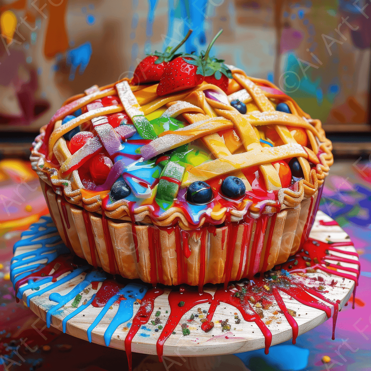 Colorfull pastry fruit pie 2 - Shop Ai Art WebShop - Digital Art online Store