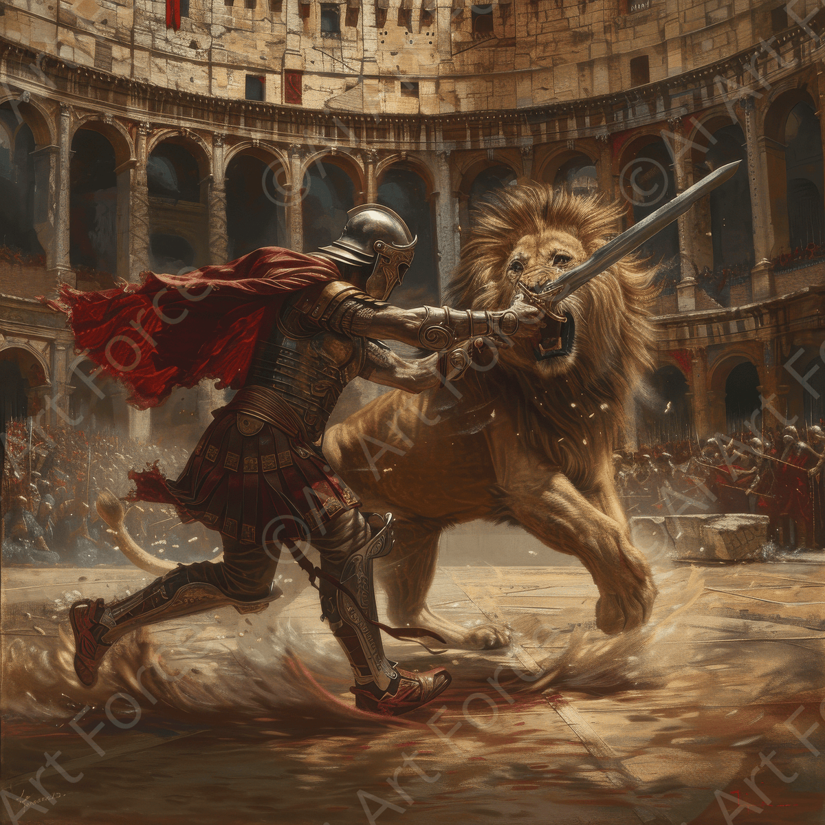 Colosseum Battle between gladiators and lions 9 - Shop Ai Art WebShop - Digital Art online Store