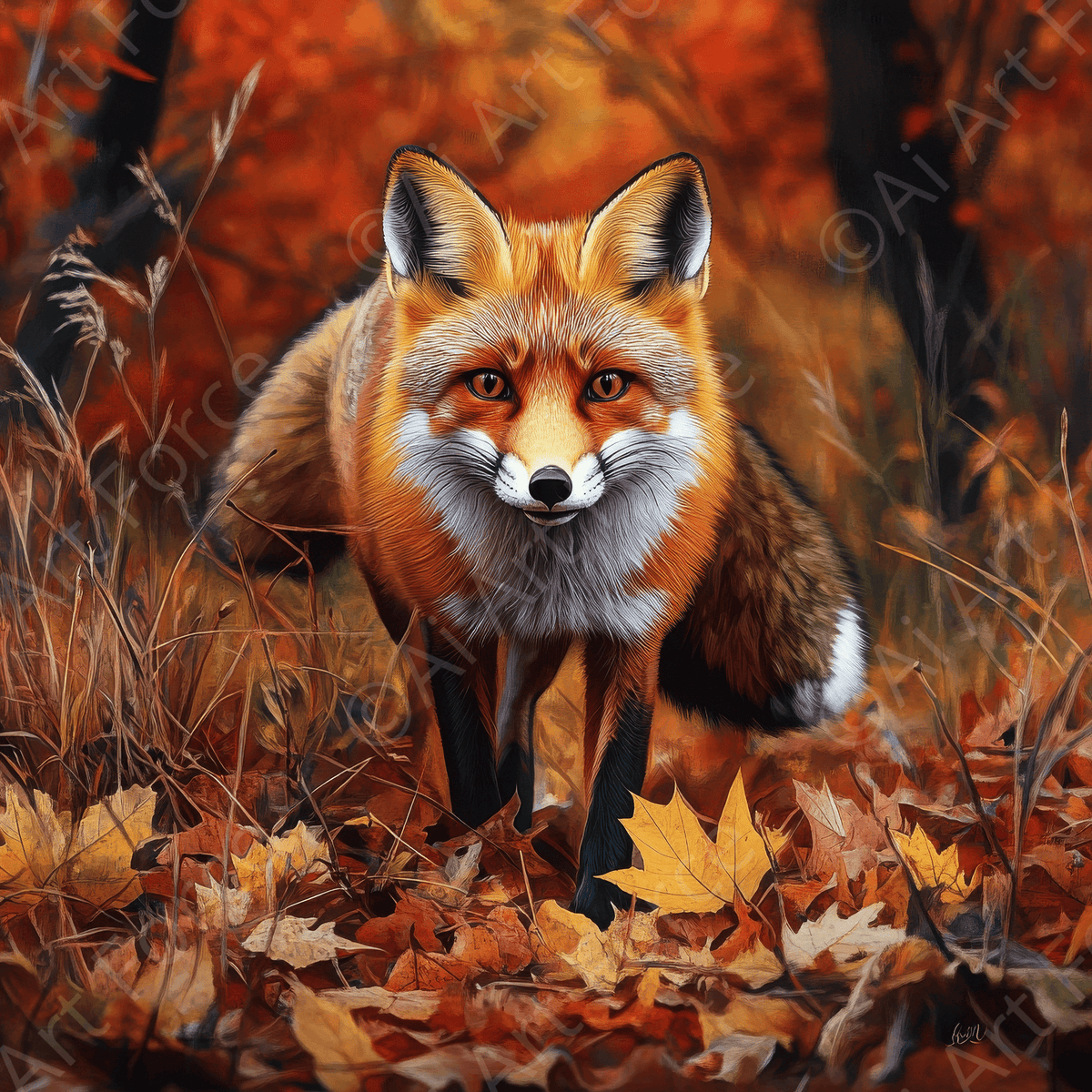 Curious Fox in an Autumn Forest - Shop Ai Art WebShop - Digital Art online Store