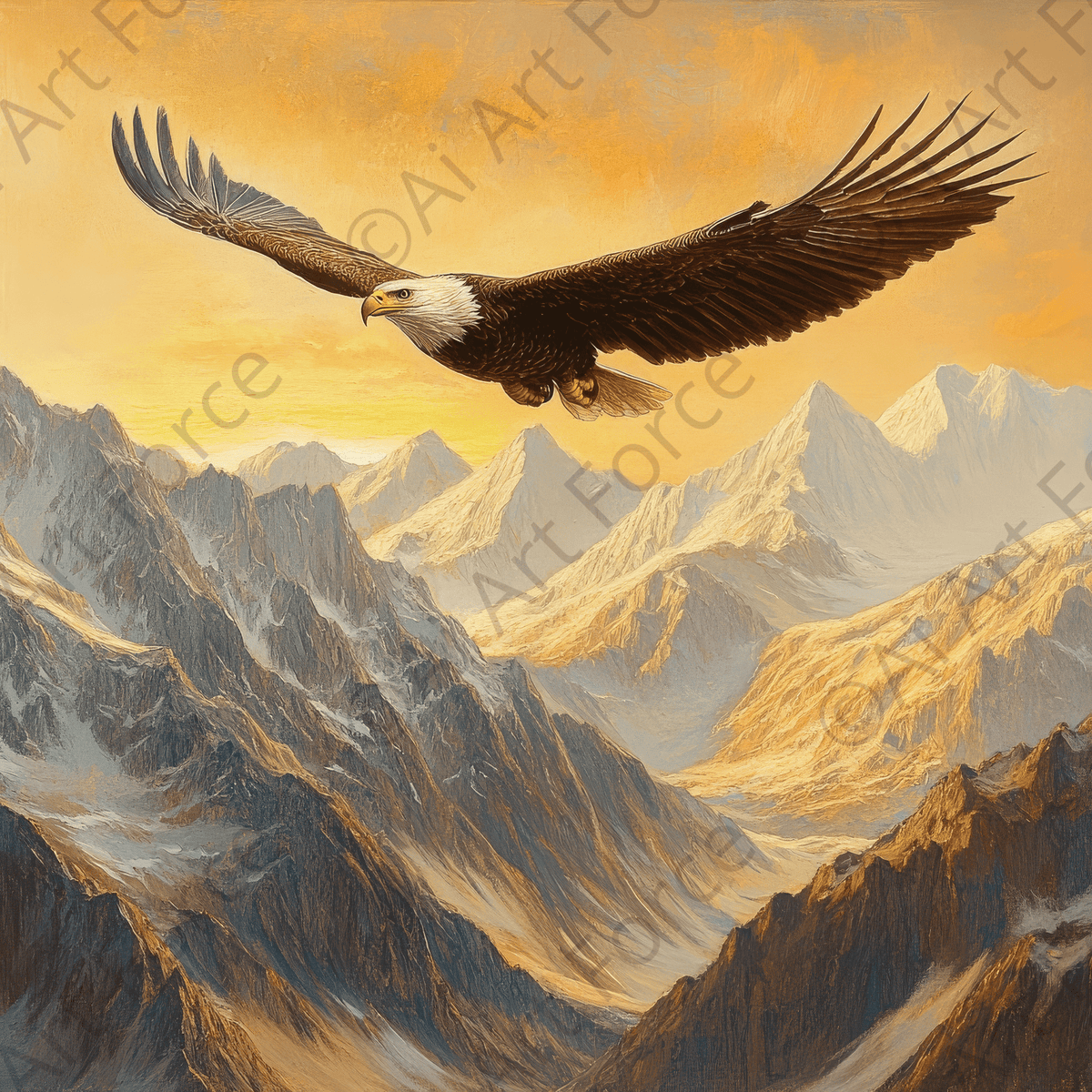 Eagle Soaring Over Mountains 4 - Shop Ai Art WebShop - Digital Art online Store