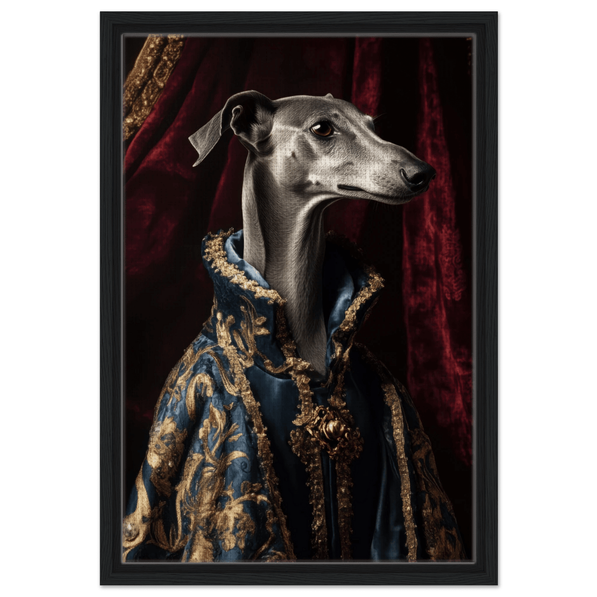 Elegant Baroque Greyhound Portrait A sleek grey 2 - Shop Ai Art WebShop - Digital Art online Store