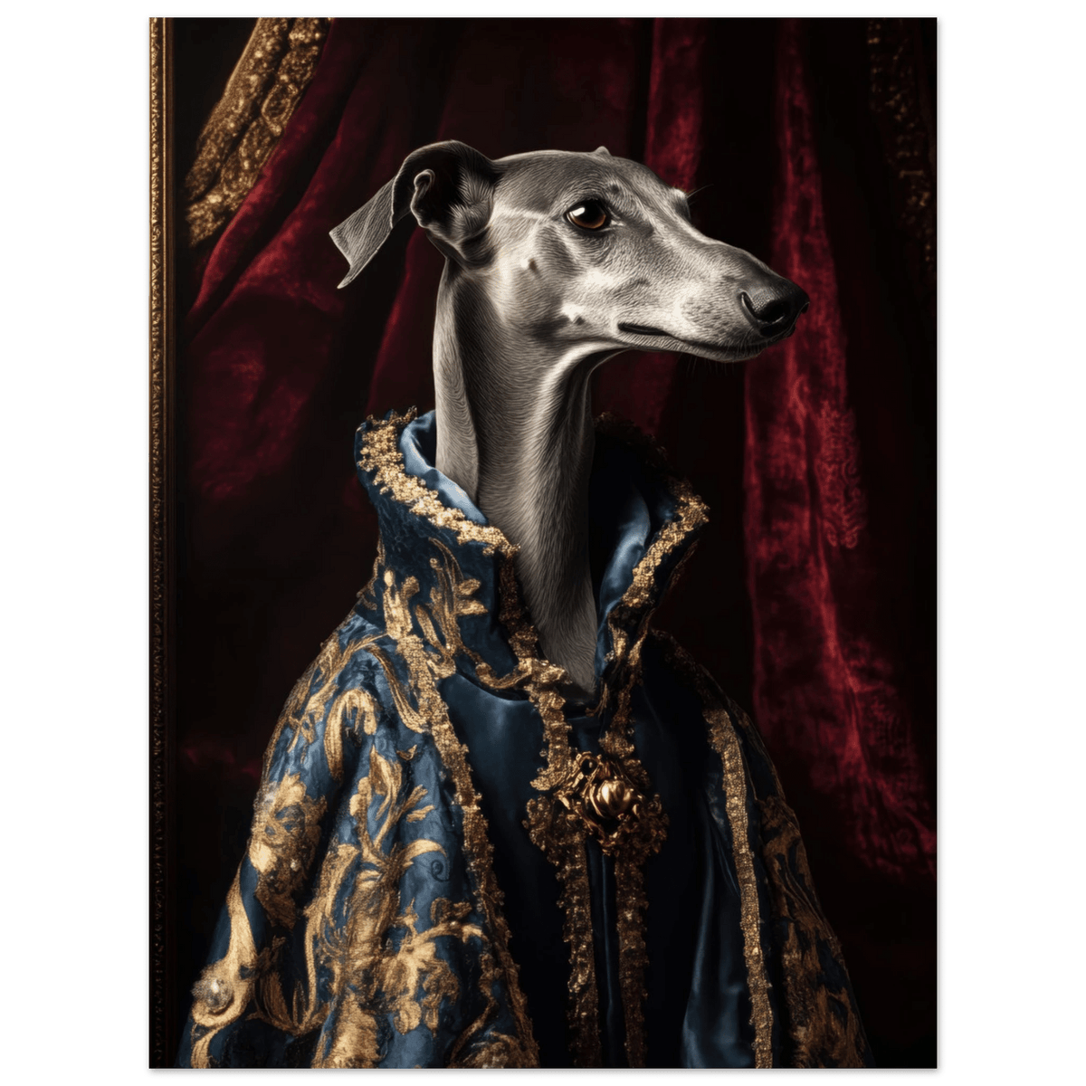 Elegant Baroque Greyhound Portrait A sleek grey 2 - Shop Ai Art WebShop - Digital Art online Store