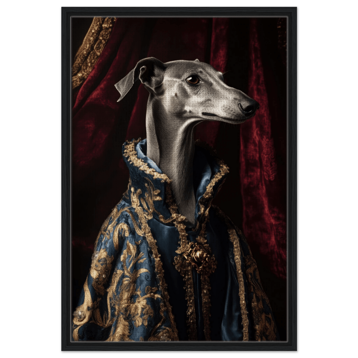 Elegant Baroque Greyhound Portrait A sleek grey 2 - Shop Ai Art WebShop - Digital Art online Store