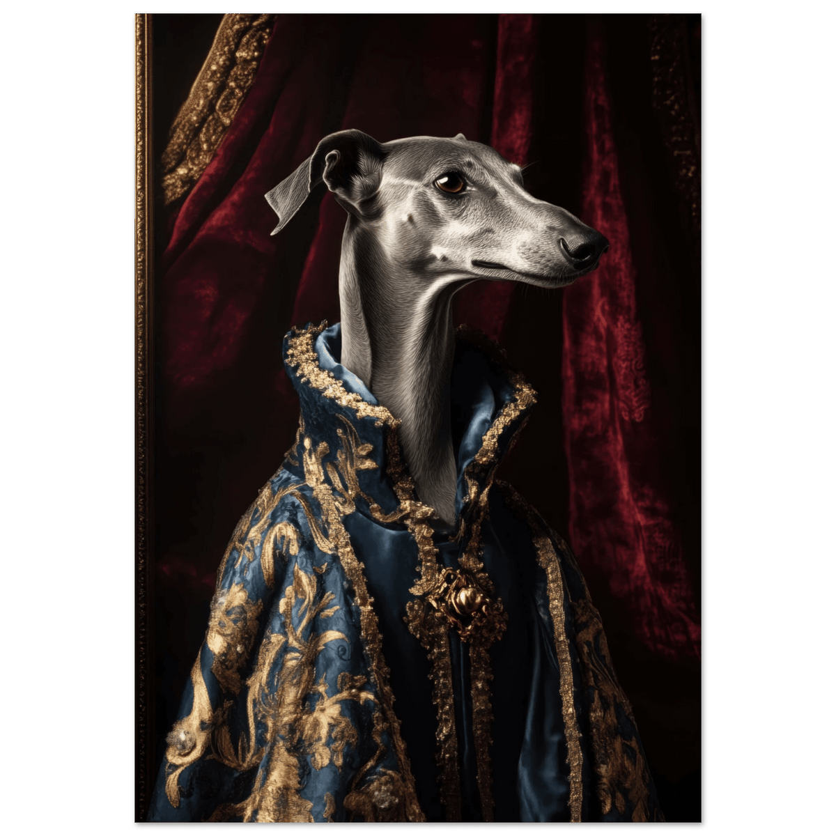 Elegant Baroque Greyhound Portrait A sleek grey 2 - Shop Ai Art WebShop - Digital Art online Store