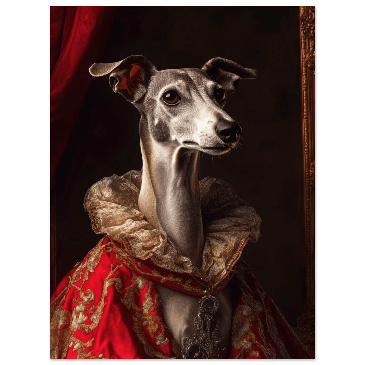 Elegant Baroque Greyhound Portrait A sleek grey 5 - Shop Ai Art WebShop - Digital Art online Store