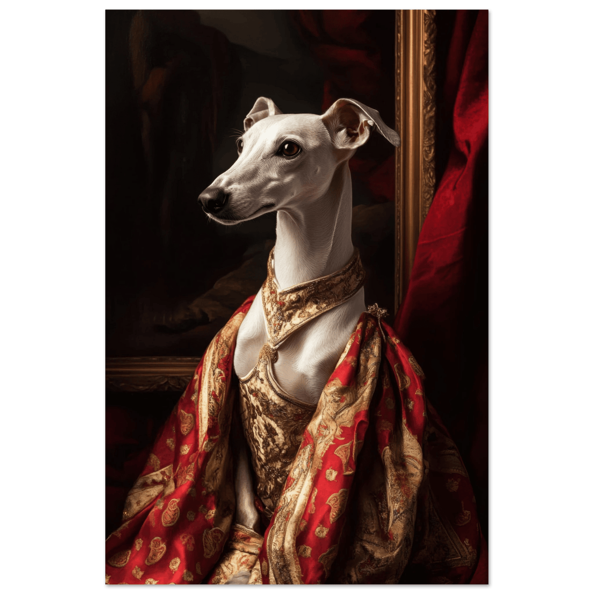 Elegant Baroque Greyhound Portrait A sleek grey - Shop Ai Art WebShop - Digital Art online Store