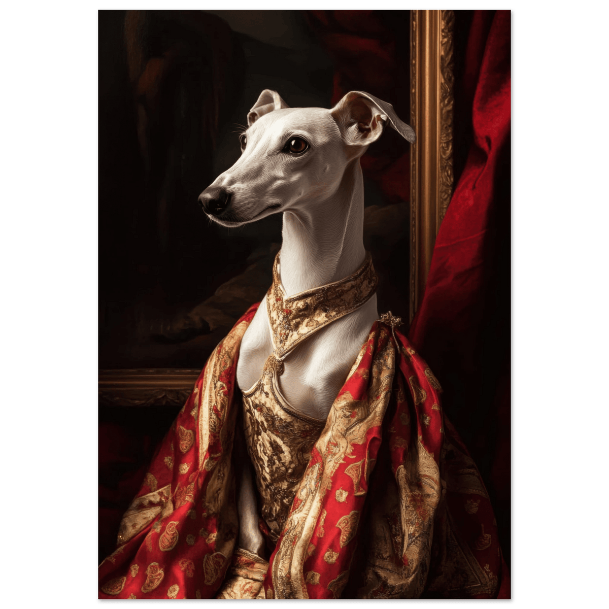 Elegant Baroque Greyhound Portrait A sleek grey - Shop Ai Art WebShop - Digital Art online Store