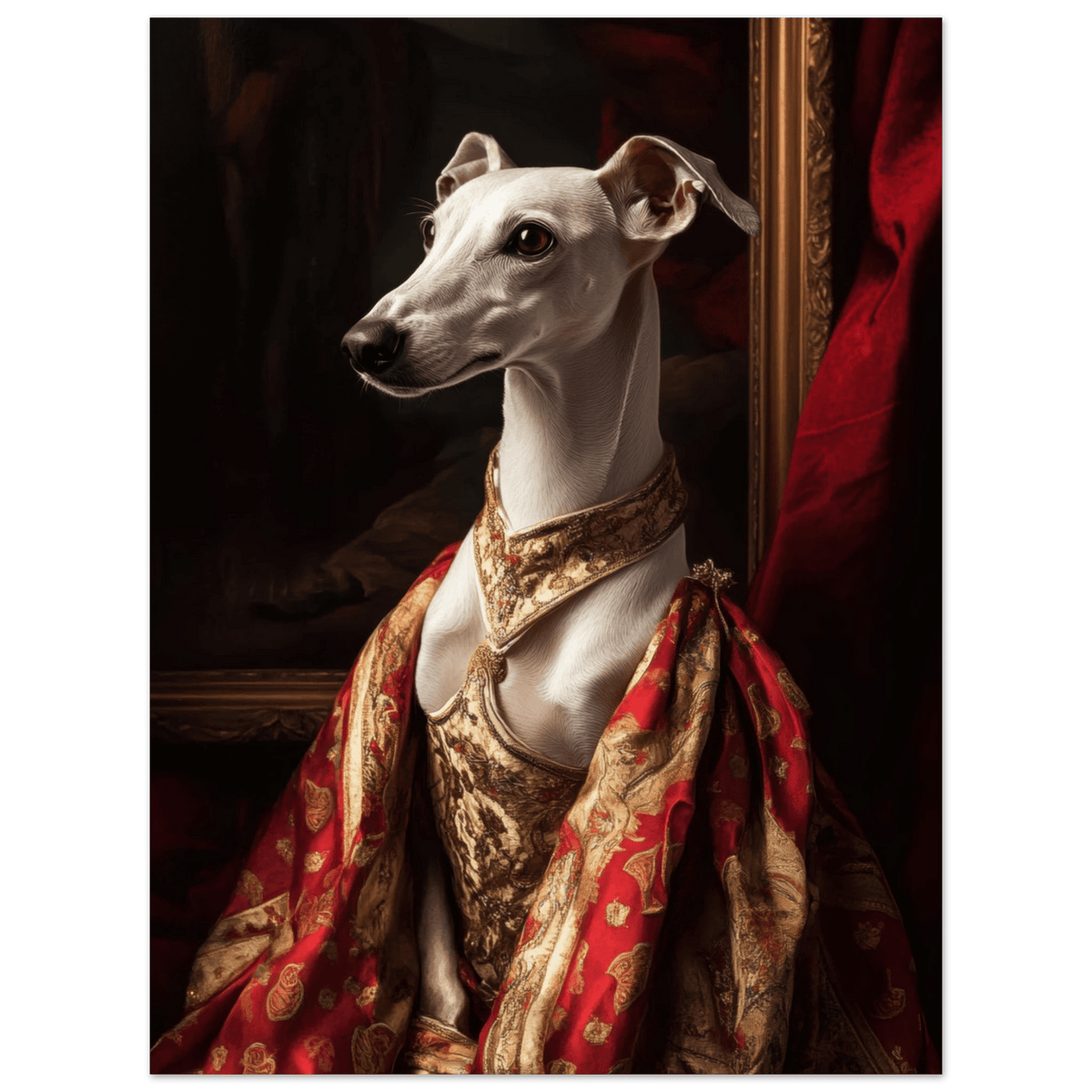 Elegant Baroque Greyhound Portrait A sleek grey - Shop Ai Art WebShop - Digital Art online Store