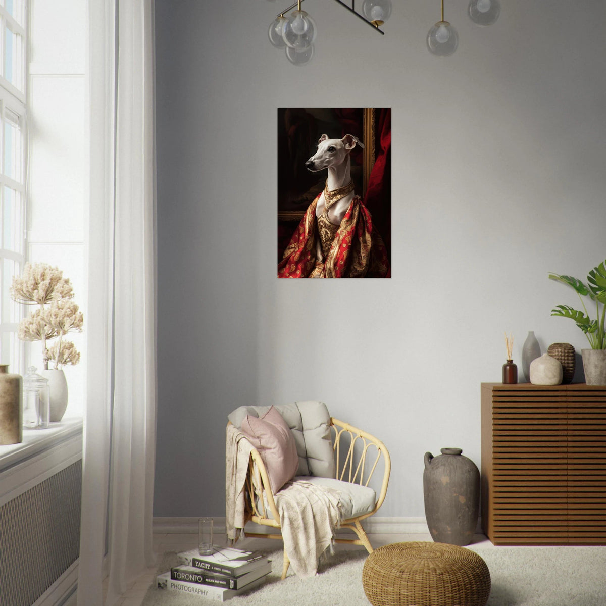 Elegant Baroque Greyhound Portrait A sleek grey - Shop Ai Art WebShop - Digital Art online Store