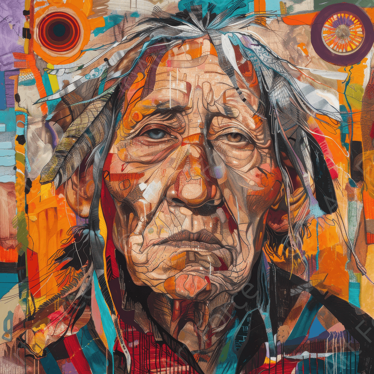 Expressionism art style American ancestors 3 - Shop Ai Art WebShop - Digital Art online Store