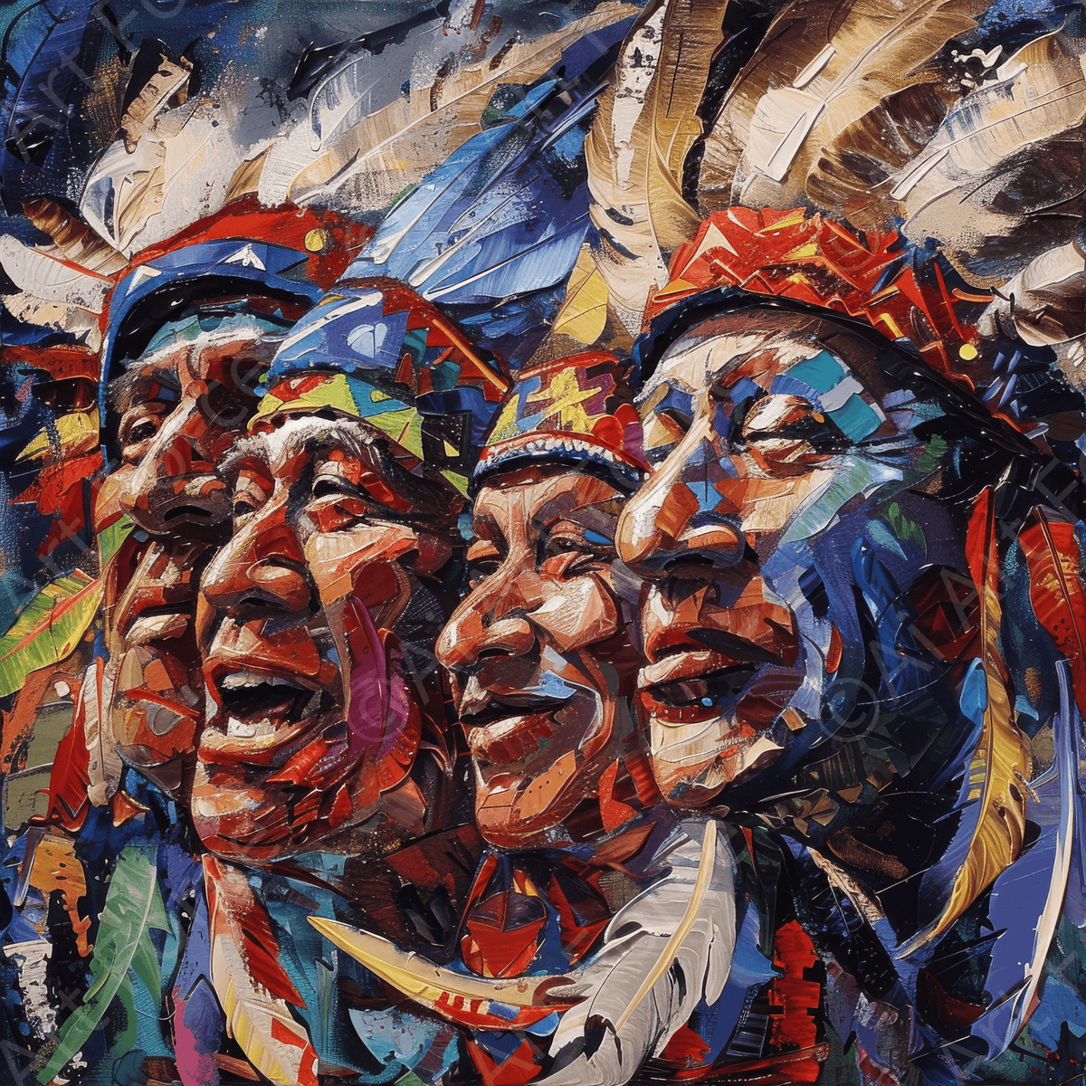 Expressionism art style Native Americans ancestors 2 - Shop Ai Art WebShop - Digital Art online Store