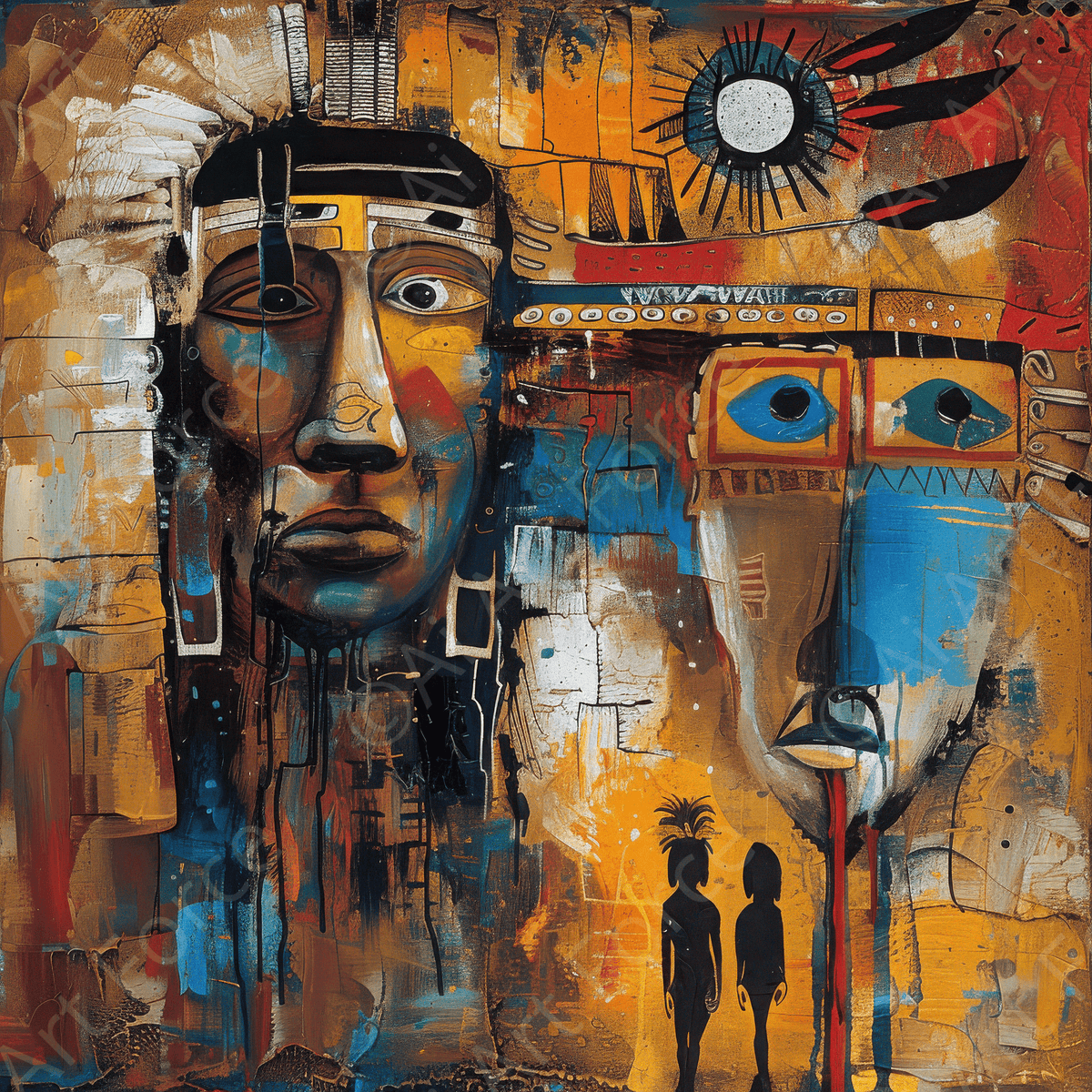 Expressionism art style Native Americans ancestors 4 - Shop Ai Art WebShop - Digital Art online Store