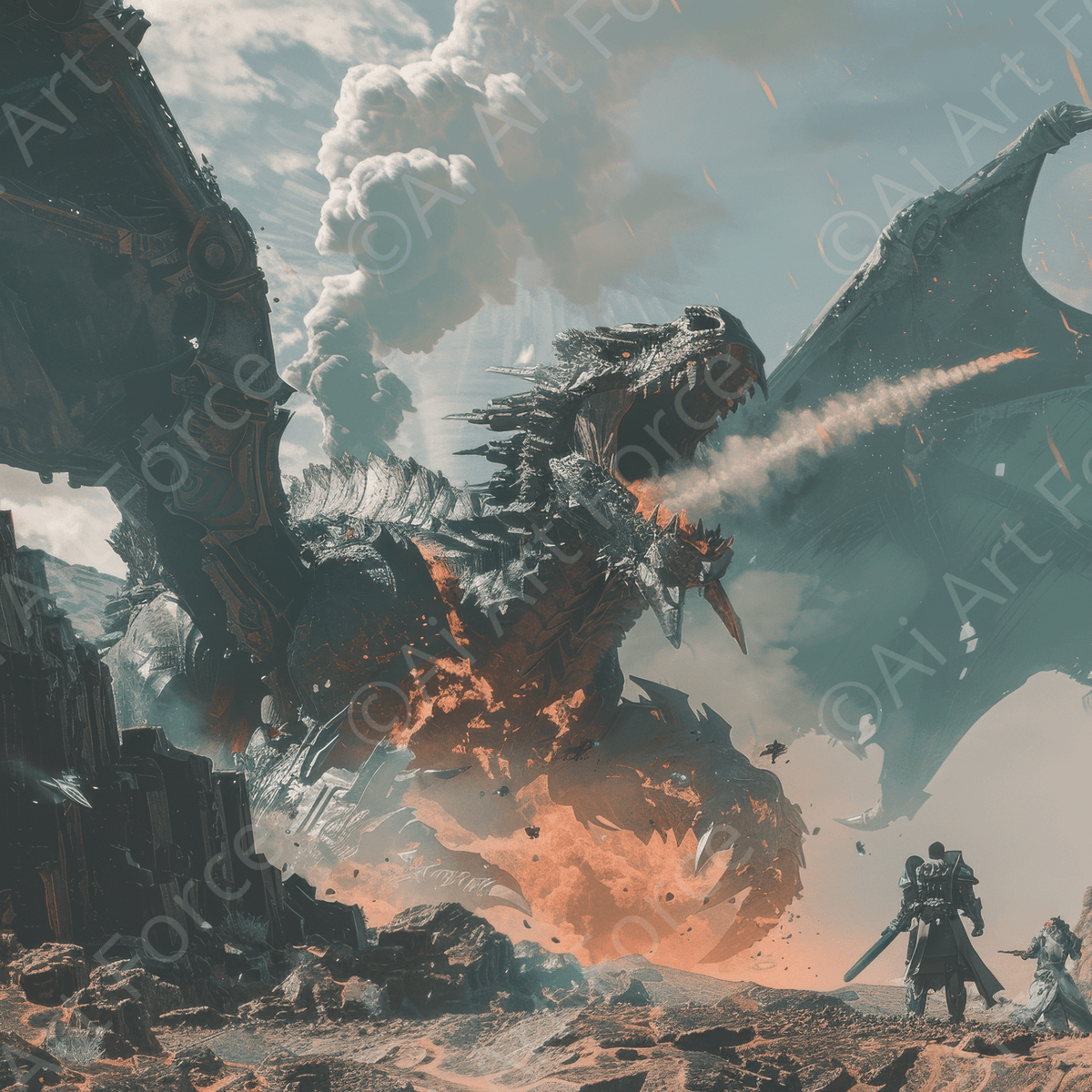 Fantasy Dragon Atack - Shop Ai Art WebShop - Digital Art online Store