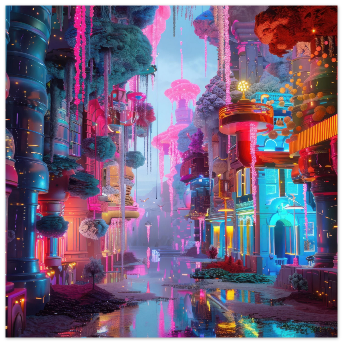 Fluorescent Fantasy World 5 - Shop Ai Art WebShop - Digital Art online Store