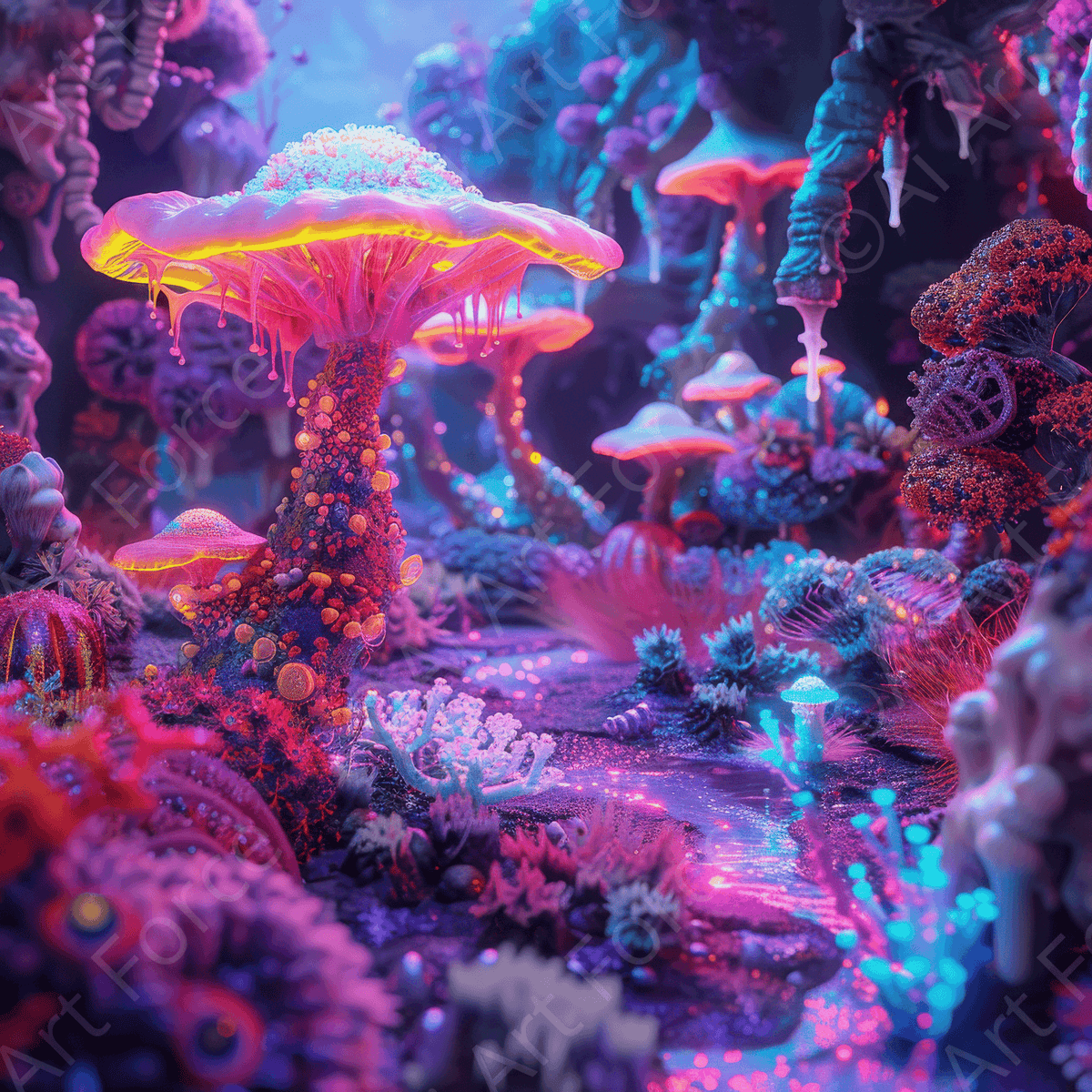 Fluorescent Fantasy World 6 - Shop Ai Art WebShop - Digital Art online Store