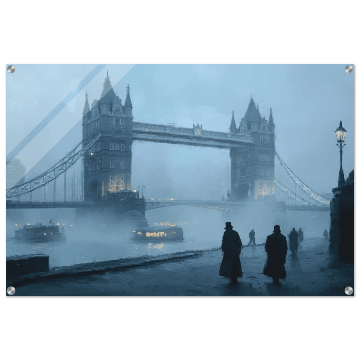 Foggy London Bridge at Dawn A misty morning vie 3 - Shop Ai Art WebShop - Digital Art online Store