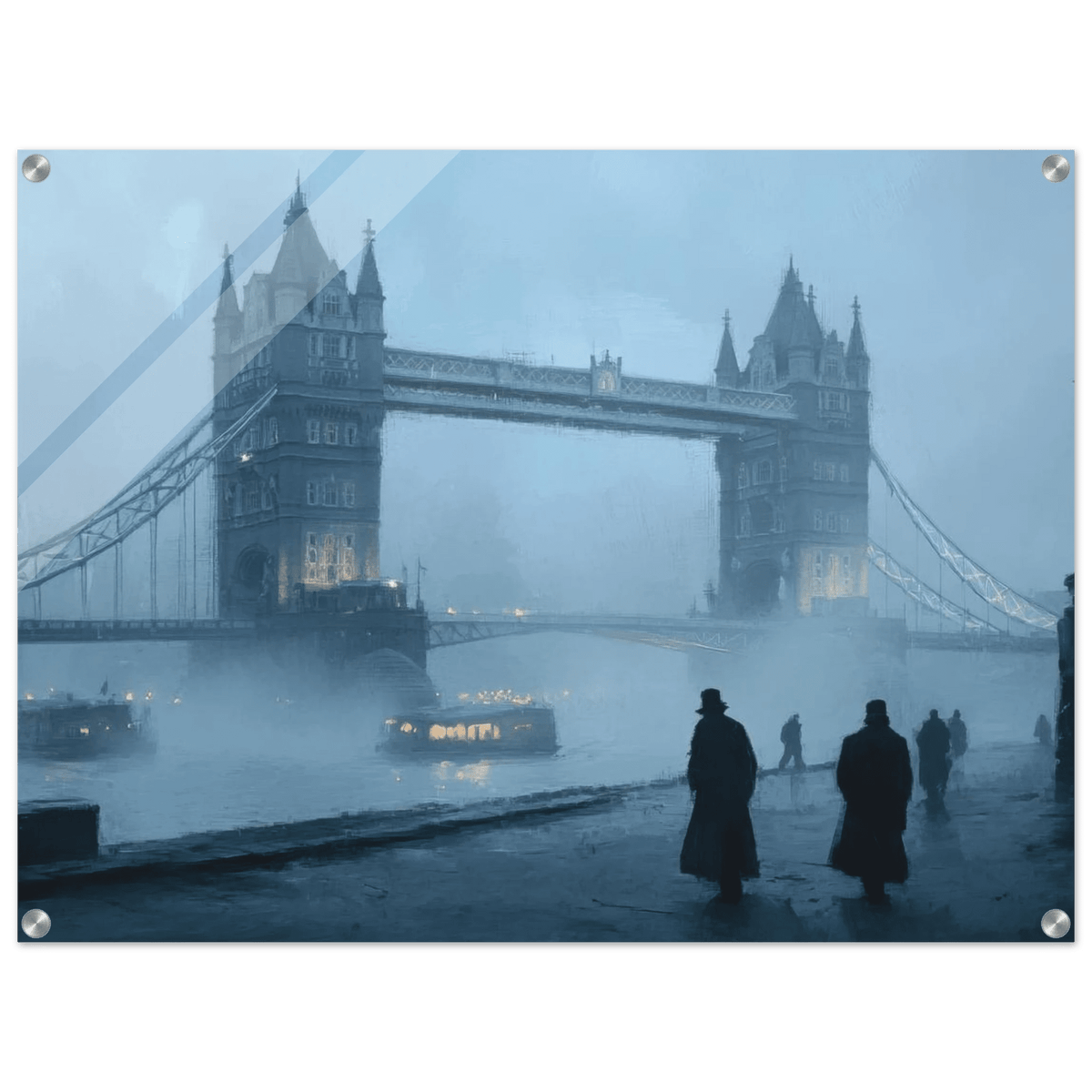 Foggy London Bridge at Dawn A misty morning vie 3 - Shop Ai Art WebShop - Digital Art online Store