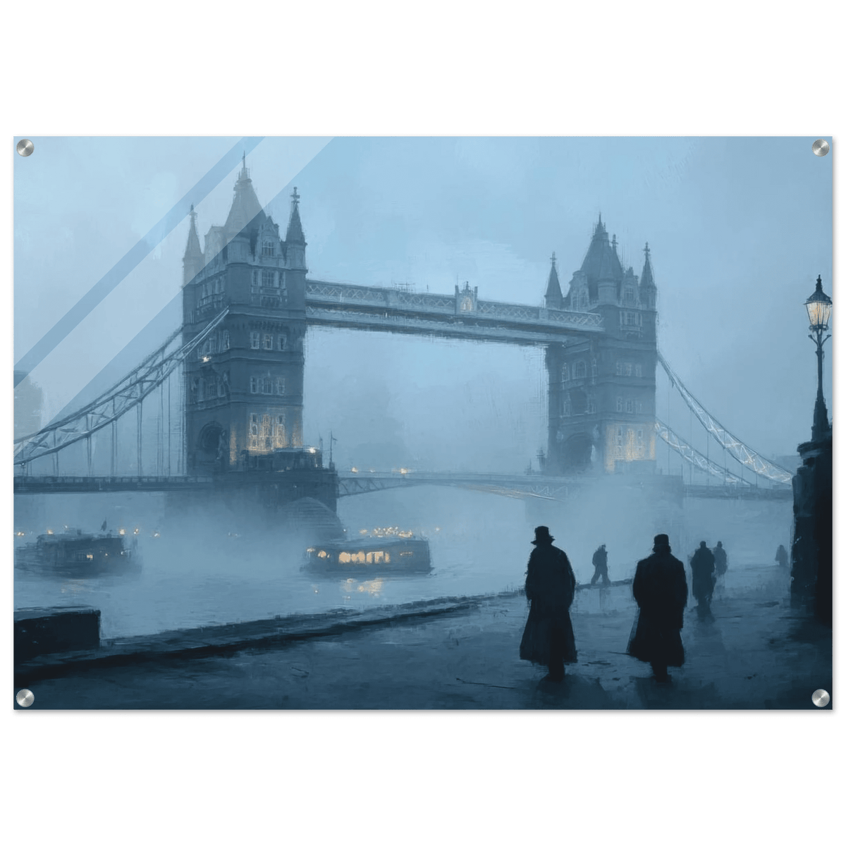 Foggy London Bridge at Dawn A misty morning vie 3 - Shop Ai Art WebShop - Digital Art online Store