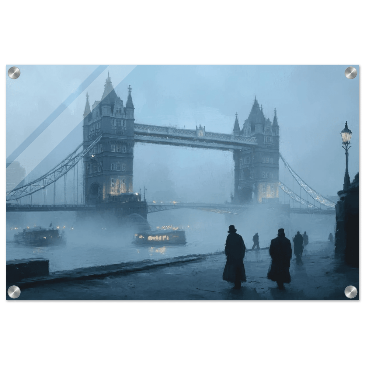 Foggy London Bridge at Dawn A misty morning vie 3 - Shop Ai Art WebShop - Digital Art online Store