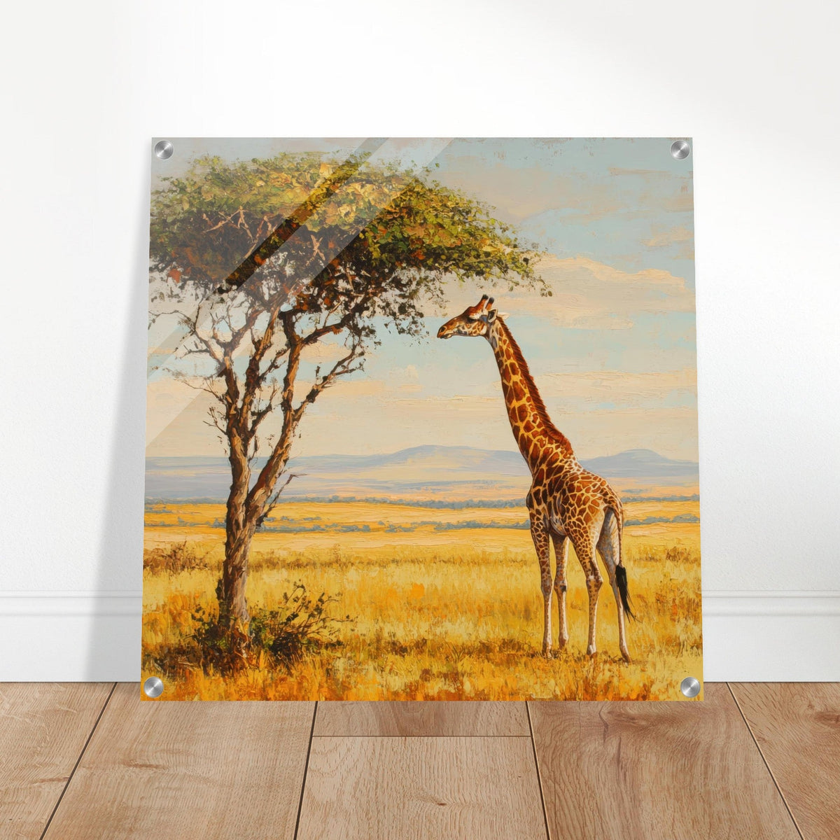 Giraffe Grazing in the Savannah - Shop Ai Art WebShop - Digital Art online Store