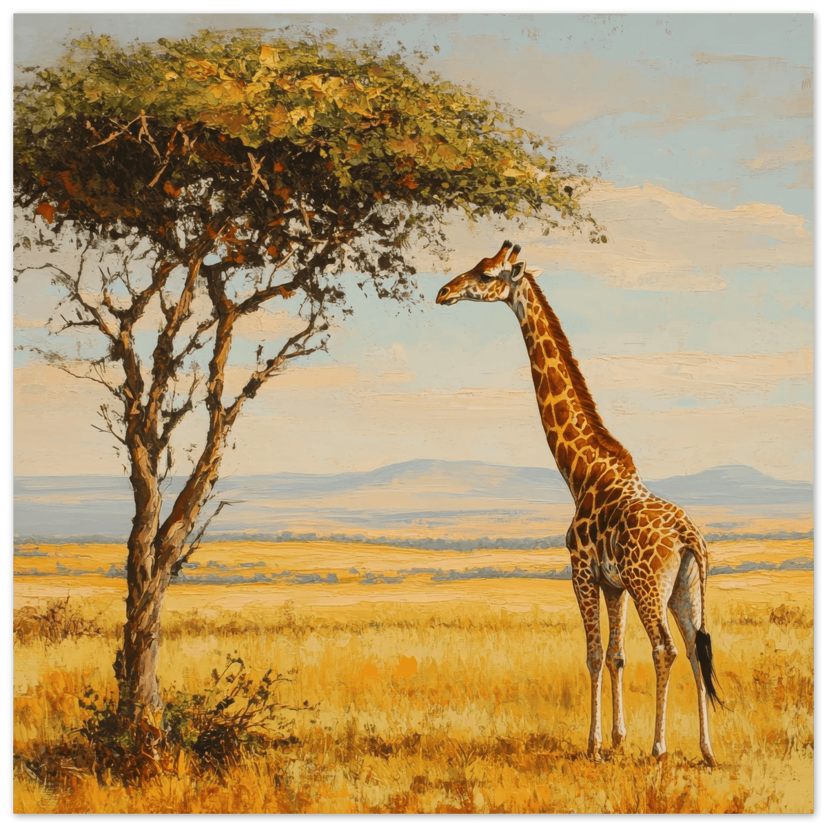 Giraffe Grazing in the Savannah - Shop Ai Art WebShop - Digital Art online Store