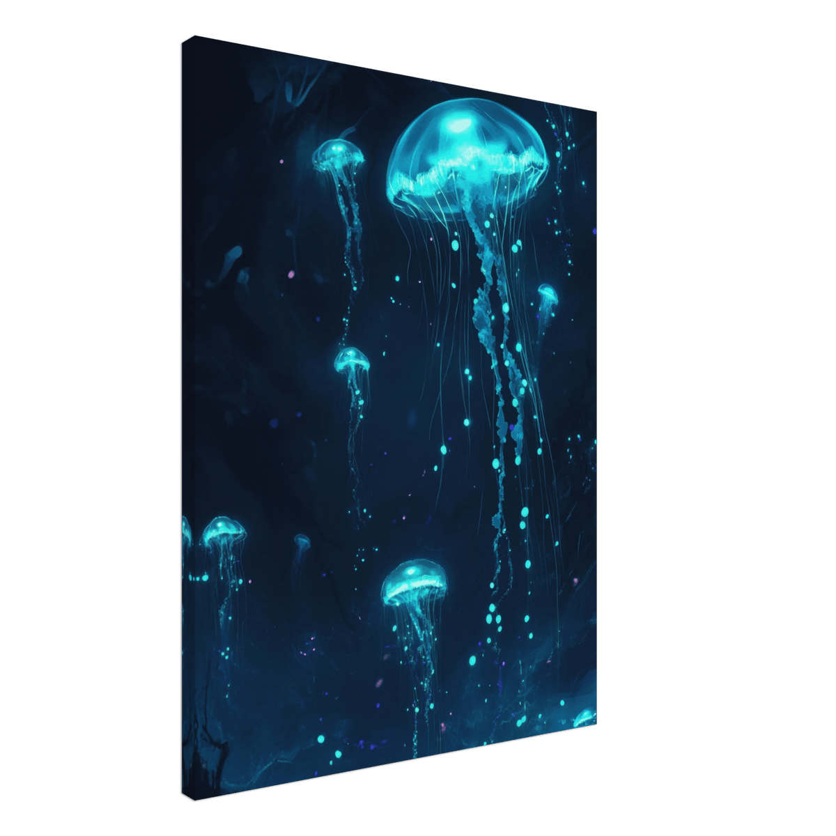 Glowing Bioluminescent Jellyfish in the Deep Tea - Shop Ai Art WebShop - Digital Art online Store